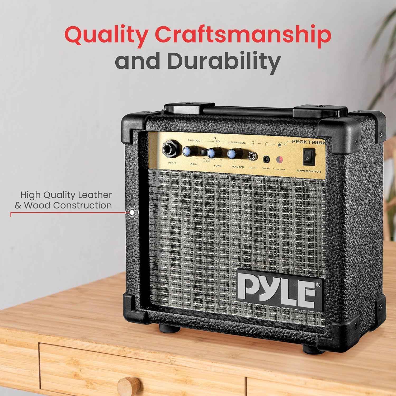 Portable Mini Electric Guitar Amp - 10 Watt Practice Instrument Amplifier w/ 5