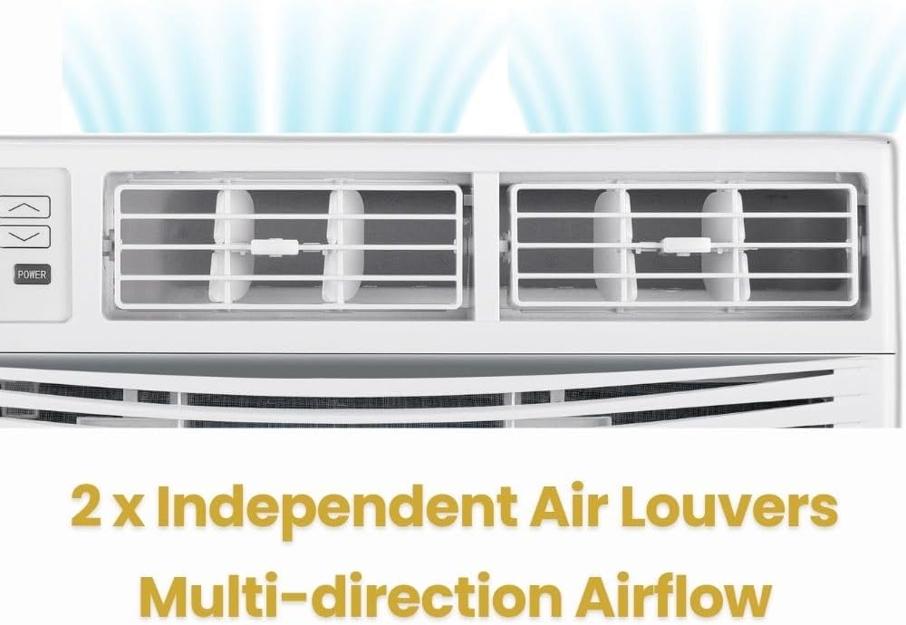 8,000 BTU Window Air Conditioner, Cools Up to 350 Sq. Ft., Quiet Operation, Cool/Fan/Dry Modes, Digital Display, Remote Control, Easy Install & 2-Year Warranty