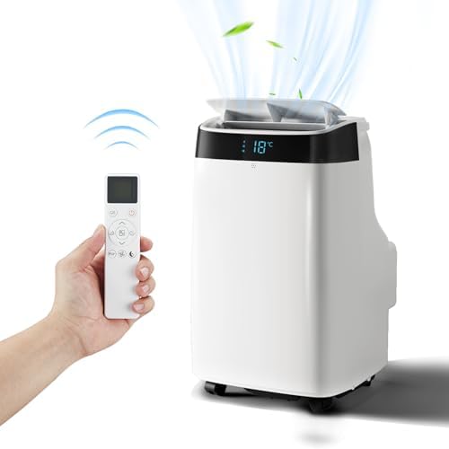 Portable Air Conditioner,10000 BTU Cooling Power, Up to 450 Sq. Ft Coverage,3-in-1 Functions with Digital Display, Remote Control, Ideal for Home or Office, White
