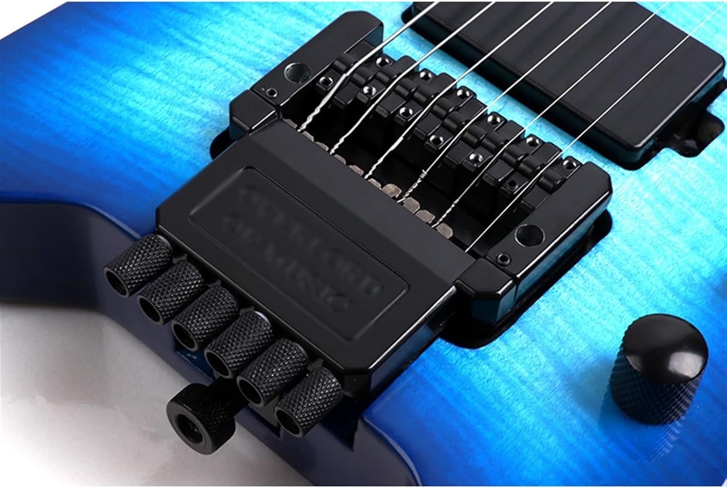 VENEKA Headless Electric Guitar High Gloss Blue 6 String Headless Electric Guitar 22 Frets Basswood Body Rosewood Fretboard