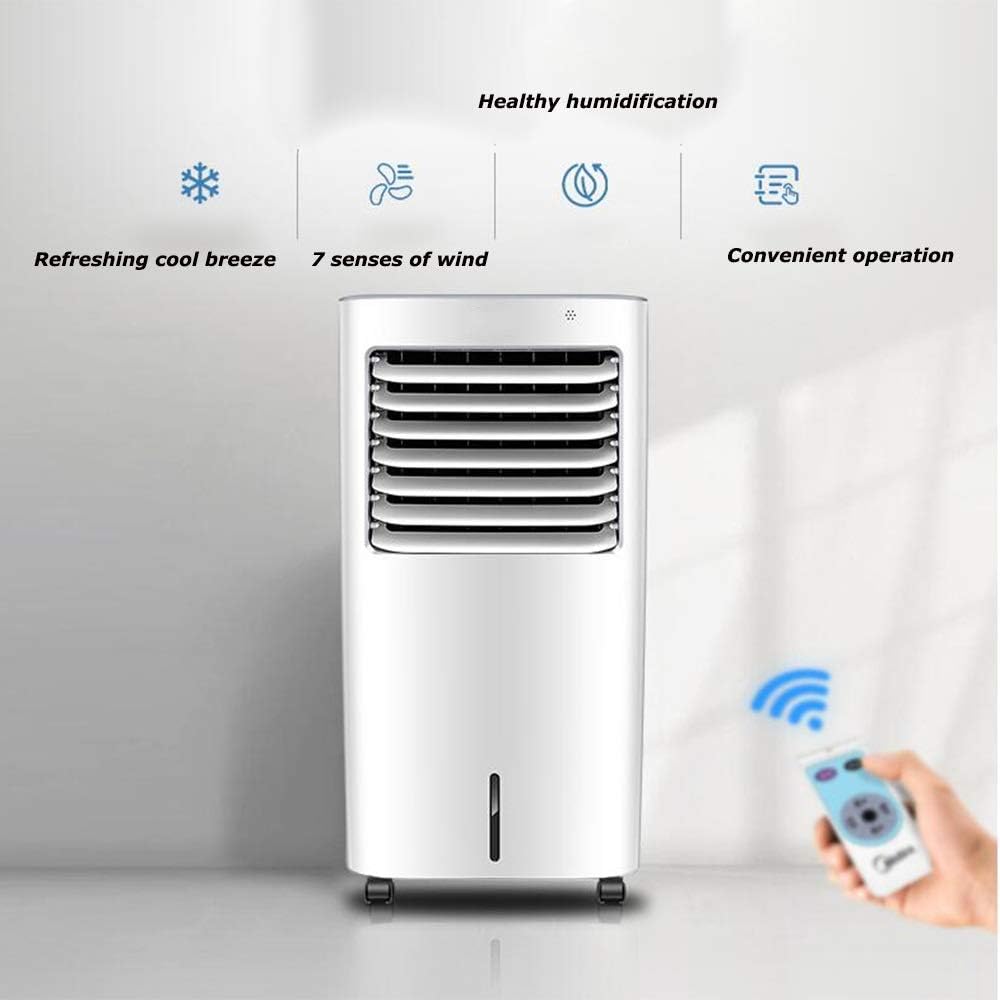 Cooling Fan Evaporative Cooler, with Remote Control Portable Bladeless Air Cooler, Electric Fan & Humidifier, 7H Timing,LCD Display, 3 Modes Air Conditioner for Indoor Home Office Dorms 55W Oscillati