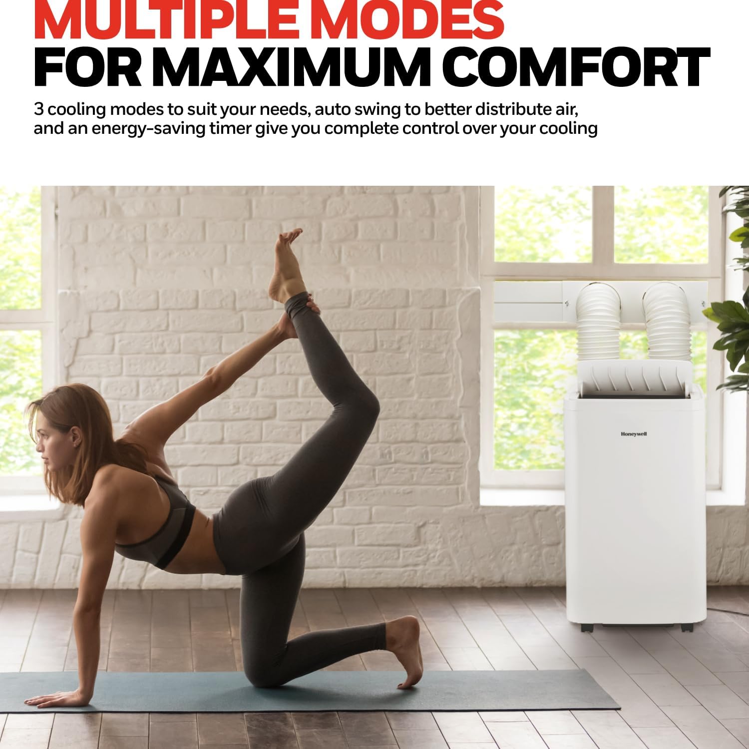 Honeywell 14,500 BTU Portable Air Conditioner for Rooms up to 700 Sq Ft, with Dual Hose & 101 Pint Dehumidifier, Includes Remote Control and Window Kit, HW4CEDAWW0, White (10,000 BTU SACC)