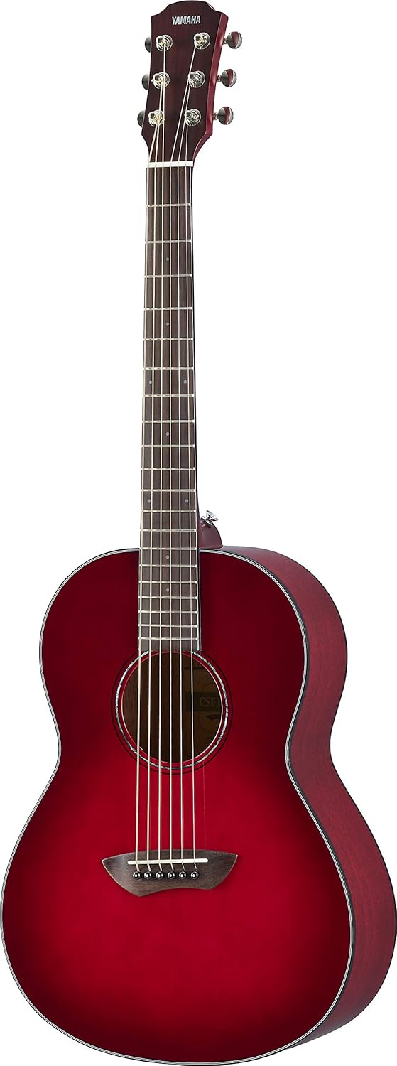 Yamaha CSF1M CRB Parlor Size Acoustic Guitar with Hard Gig Bag, Crimson Red Burst
