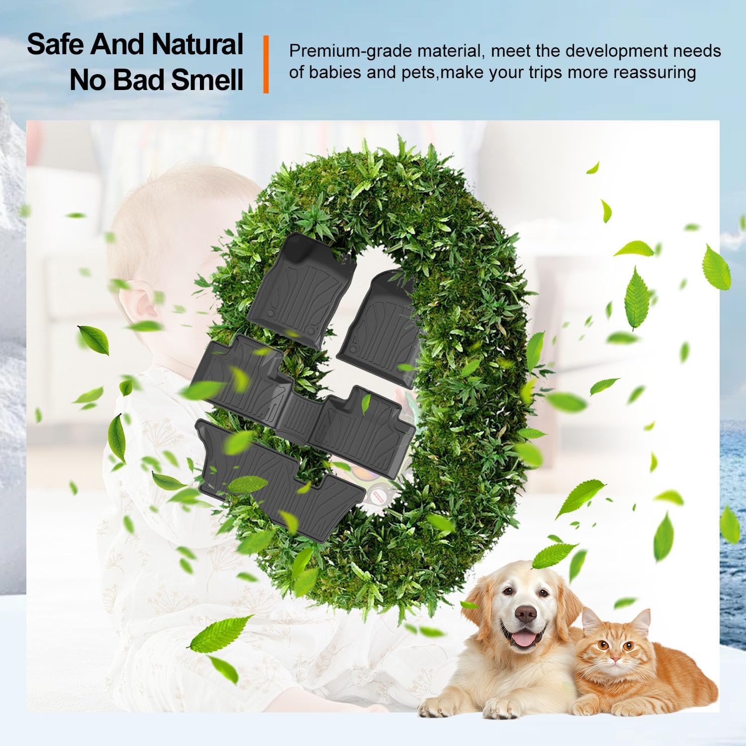 powoq Floor Mat Compatible with 2016-2026 Dodge Durango 7 Seats Trunk Liner 3rd Backrest Mat Replacement for 2016-2026 Dodge Durango Accessories (Trunk Mat+3rd Backrest Mat+7 Seats Floor Mat)