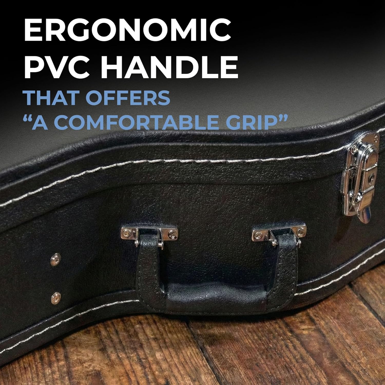 Gearlux Dreadnought Acoustic Guitar Hardshell Case with Accessory Compartment - Black