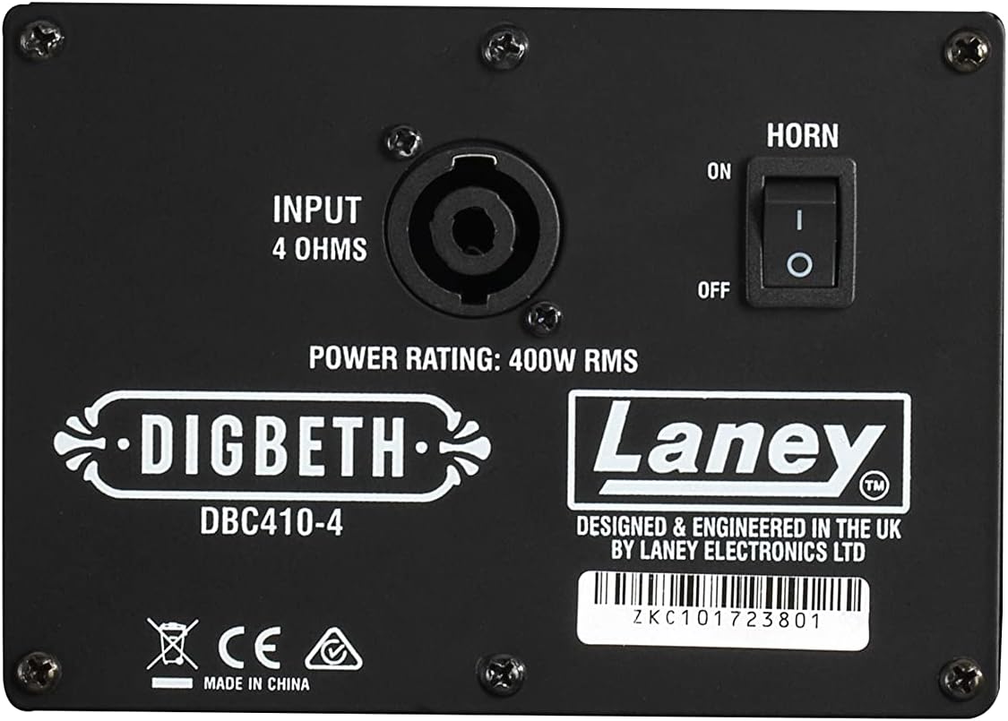 Laney Digbeth DBC410-4 Compact Bass Cabinet 4 X 10 Inch HH Blue Label Woofers Plus Horn 4 Ohm, Black