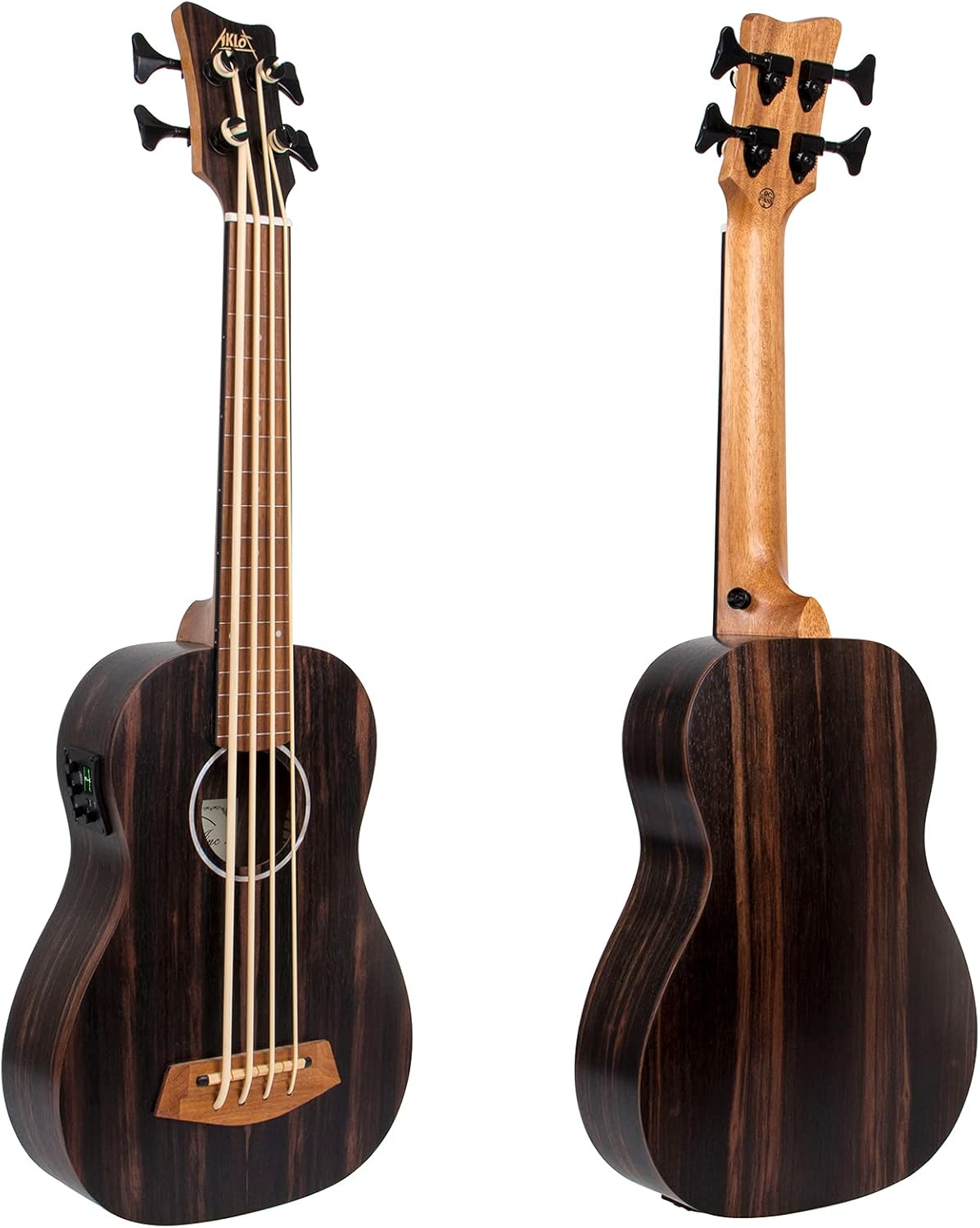 Electric Bass Ukulele,AKLOT Baritone Fretless Ukelele Bass Uke 30 inch Ebony African Blackwood Professional E-A-D-G with Gig Bag Strap for Beginner Advanced
