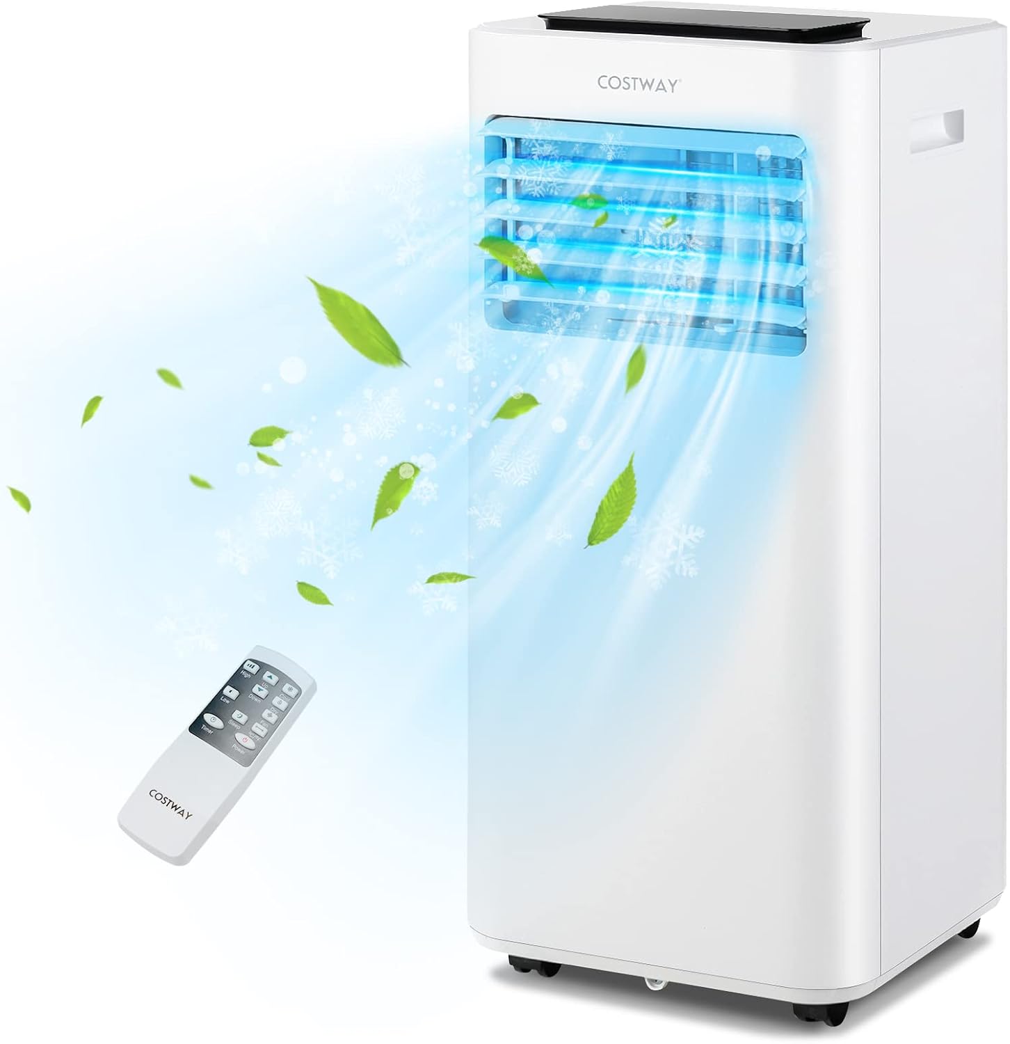 COSTWAY 8000 BTU Portable Air Conditioner, 3 in 1 AC Unit, Fan & Dehumidifier w/Sleep Mode, 24H Timer, LED Display, Child Lock, Remote Control & Window Kit for Bedroom, Office, Dorm (8000BTU)