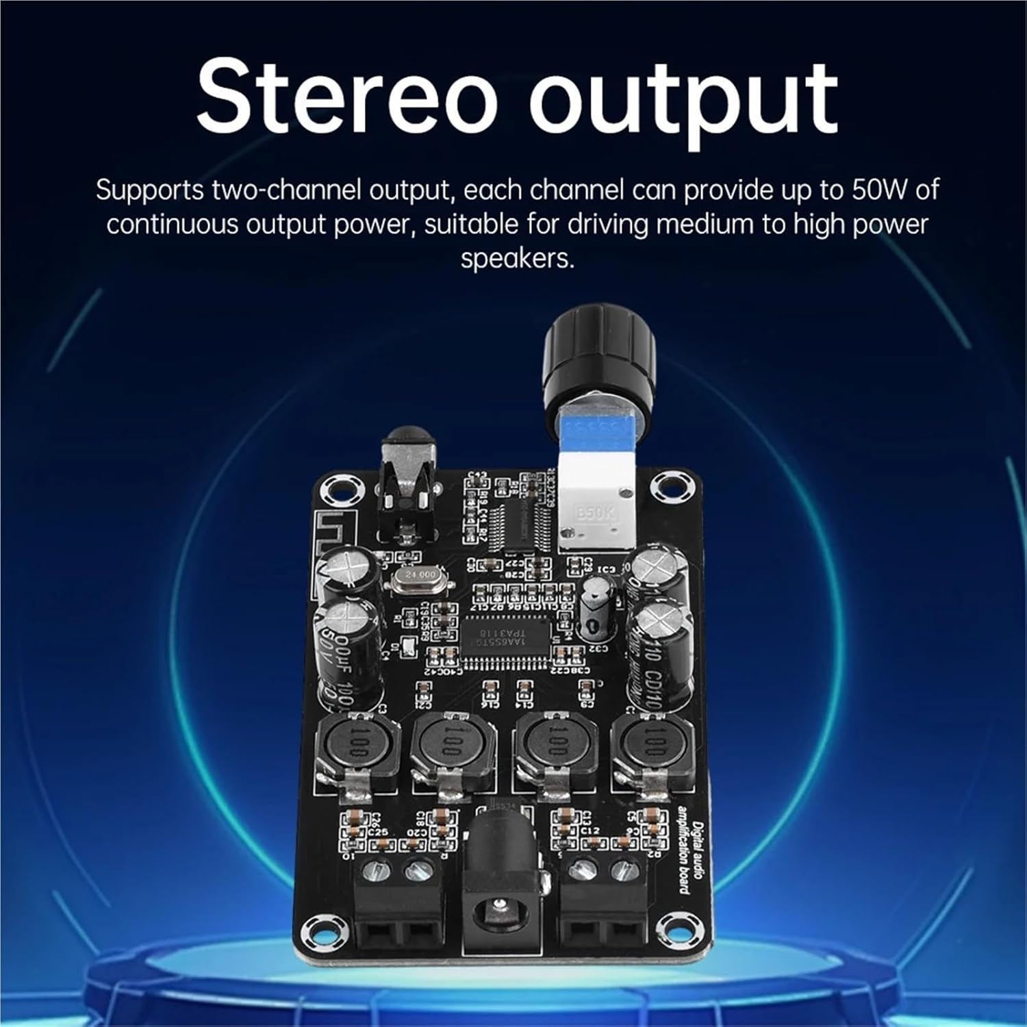 XH-A415 HD Digital Audio Amplifier Board Chip TPA3118D2 50W*2 Dual Channel Sound Amplifier Module 50WX2 AUX/Bluetooth(2PCS 50W 50W)