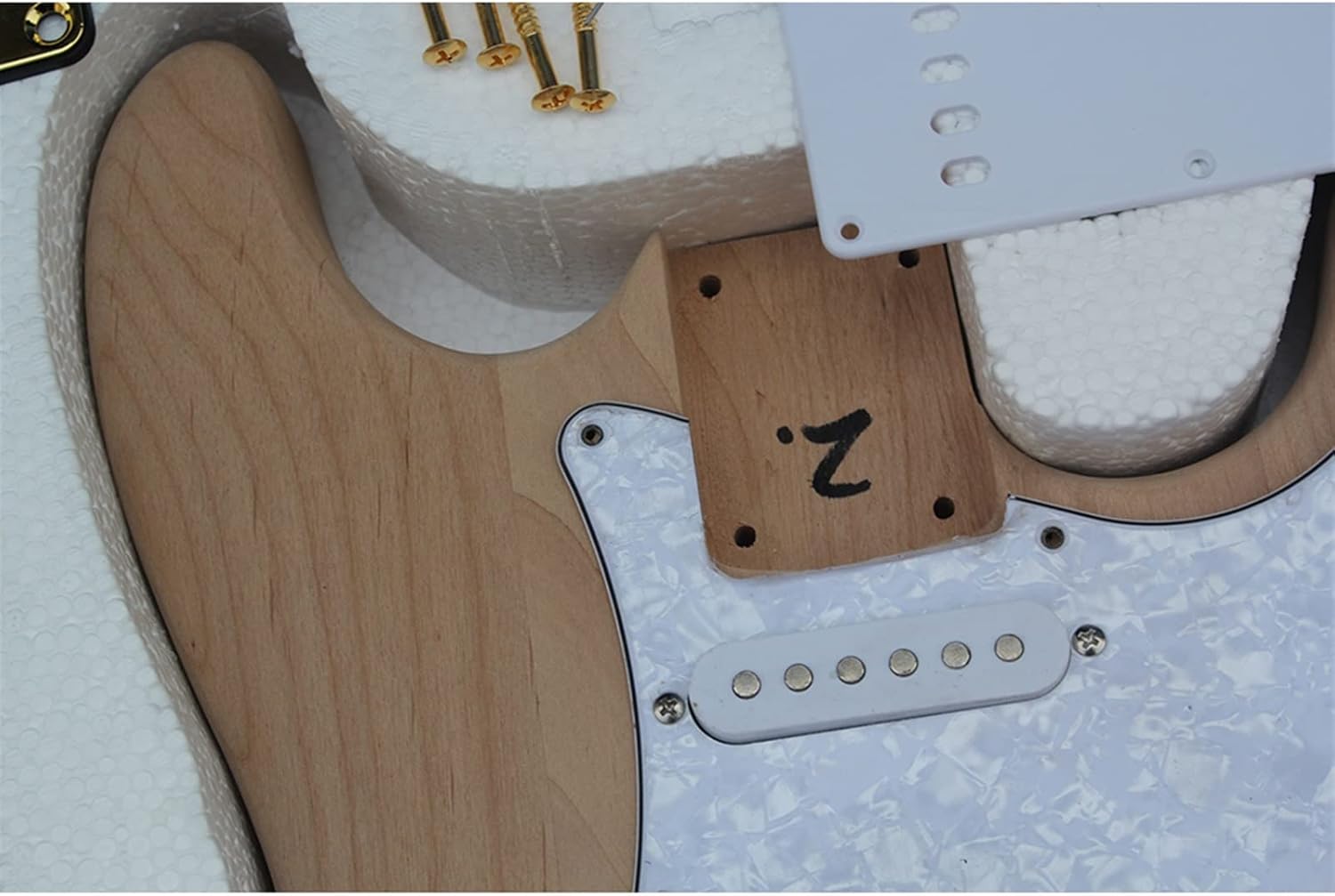 TSTS 6-String Electric Guitar Semi-Finished Products with A Full Set Gold Plated of Accessories Self-Assembly Unfinished Electric Guitar Kit