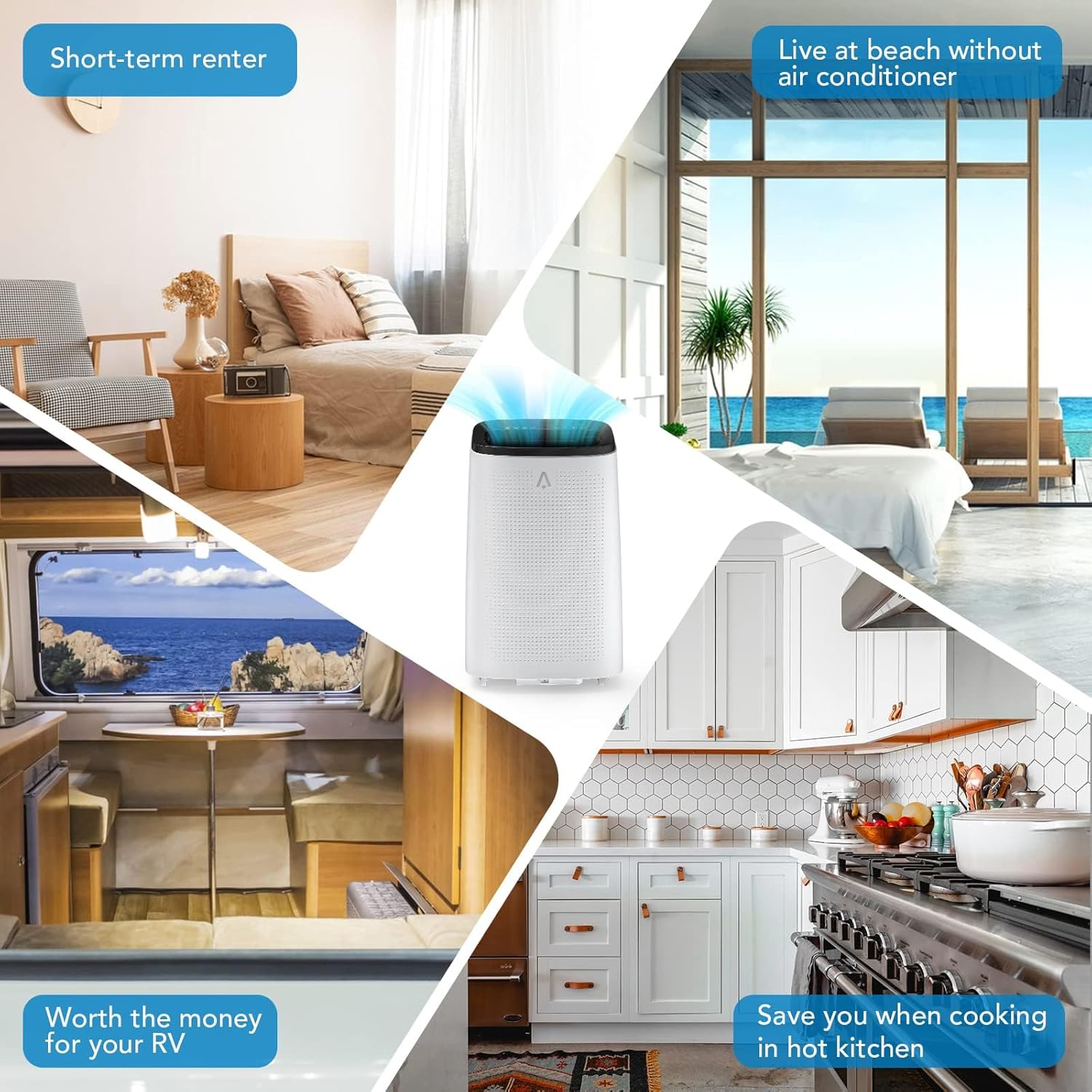 Zstar Portable Air Conditioners,14000Btu Air Conditioner Portable for Room up to 750 Sq.Ft,3-in-1 AC Unit with LED Function Display,Universal Casters, Installation Kit&Remote Control for Home