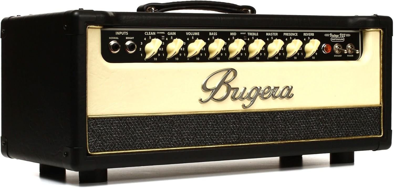 Bugera V22HD INFINIUM 22-Watt Vintage 2-Channel Amplifier Head with INFINIUM Tube Life Multiplier and Reverb Brown and Cream