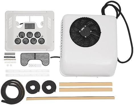 12V RV Air Conditioner 6000/12000 BTU - Split Rooftop AC Unit for Semi Trucks, Bus, Motorhome & Caravan - Electric Heat & Cool System - Compact 12V Truck Cab AC