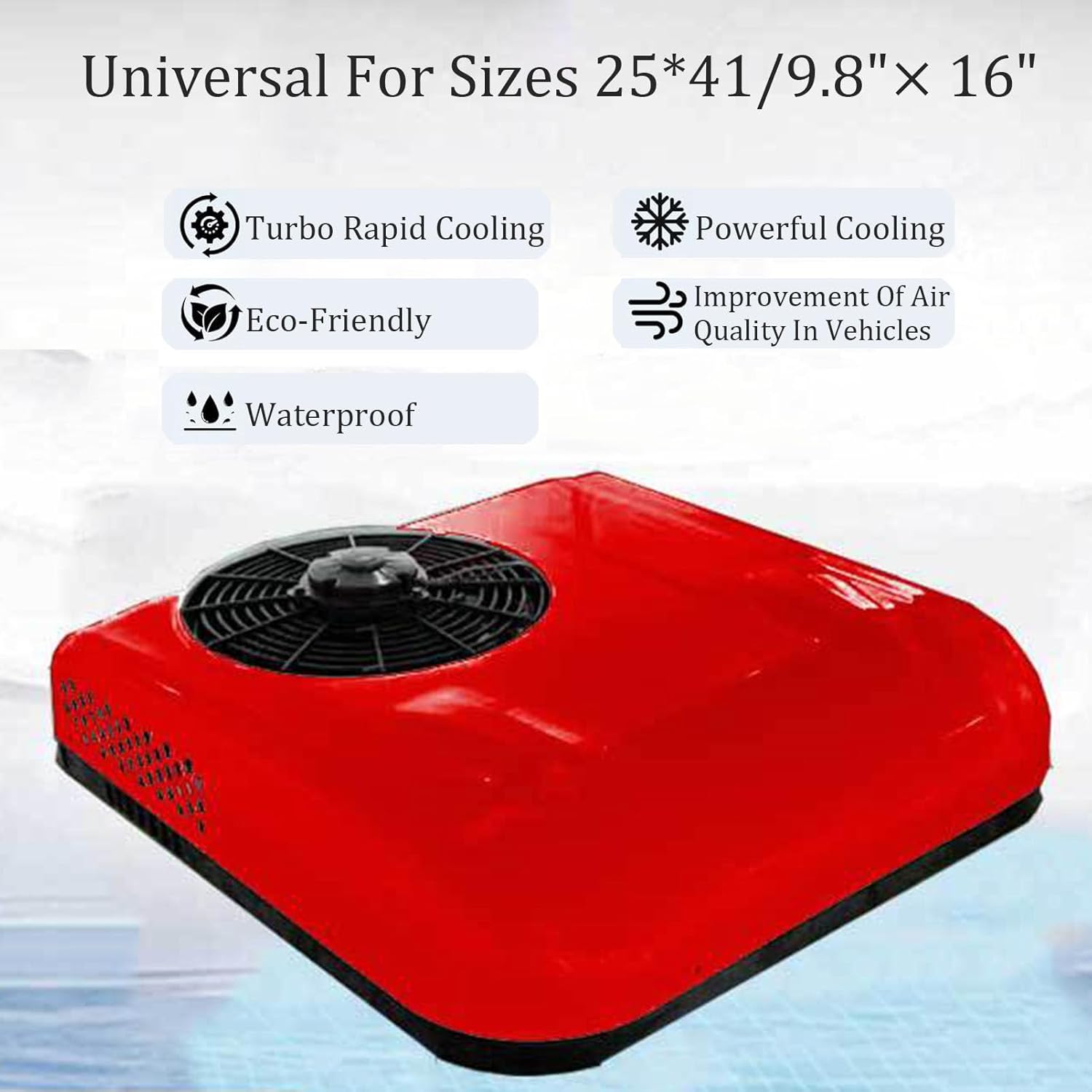 12V/24V Rooftop RV Air Conditioner Top Mounted Parking Air Conditioner for Truck, RV, Construction Vehicle, Excavator, Cranes, Van (Red 12v)