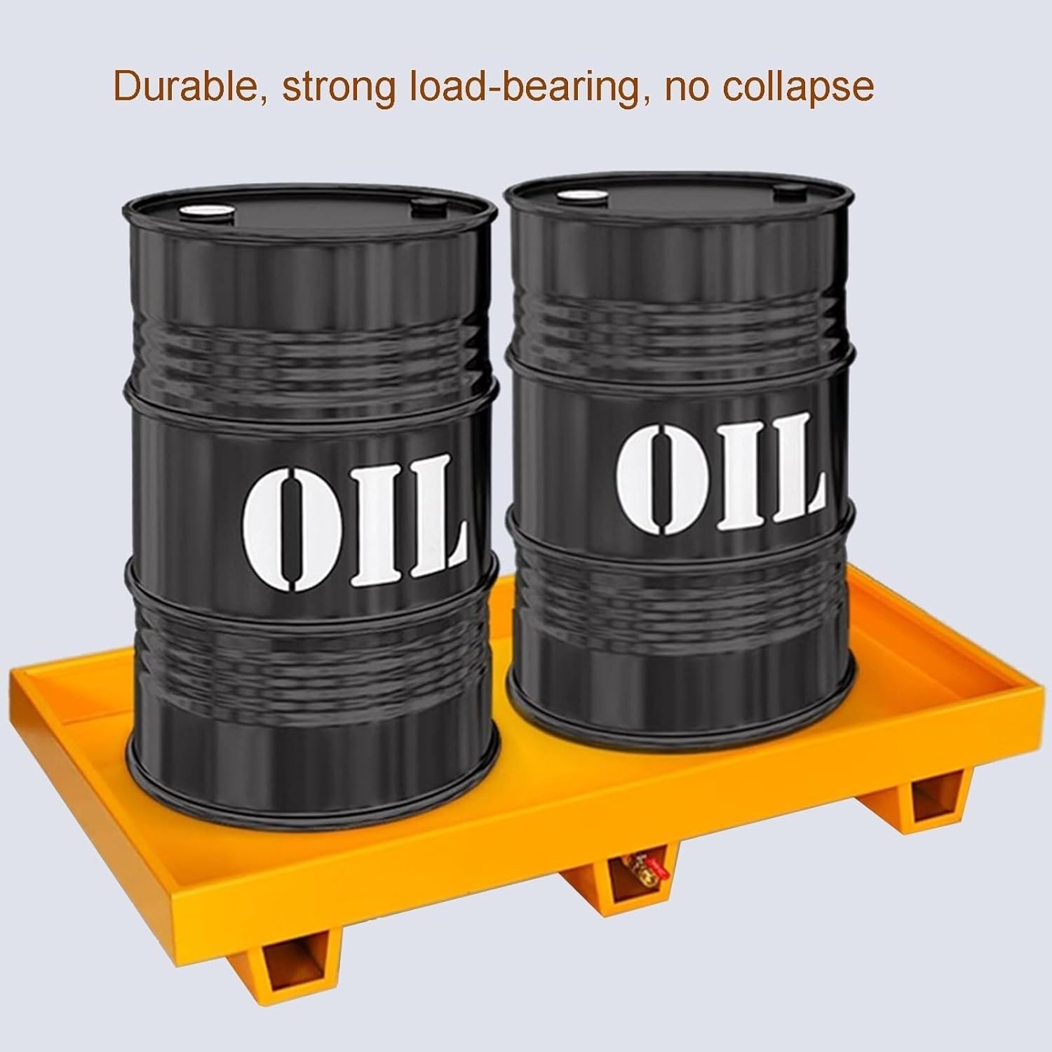 Spill Containment Pallet with Top Grating, Metal Firm Leakproof Tray for Garage Warehouse Factory, Washing Machine/Oil Drums Storage Stack(Yellow+Blue(Wheels),65x65x15CM)