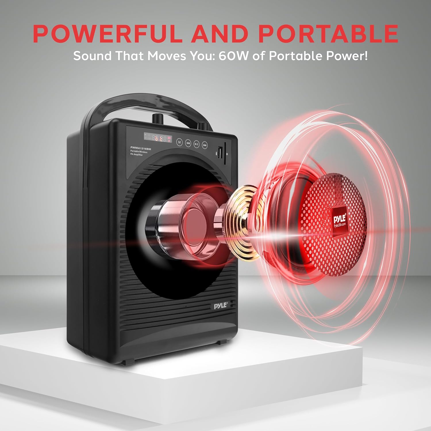 Pyle Portable Outdoor PA Speaker Amplifier System & Microphone Set with Bluetooth Wireless Streaming, Rechargeable Battery - Works with Mobile Phone, Tablet, PC, Laptop, MP3 Player - PWMA1216BM, BLACK