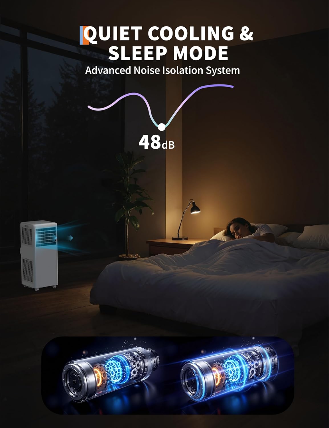 8000 BTU Portable Air Conditioner, Room Air Conditioner with Cooling, Dehumidifier, Fan, Portable AC Units for Room Cooling Up to 350sq.Ft, Remote Control, Sleep Mode, White Cover