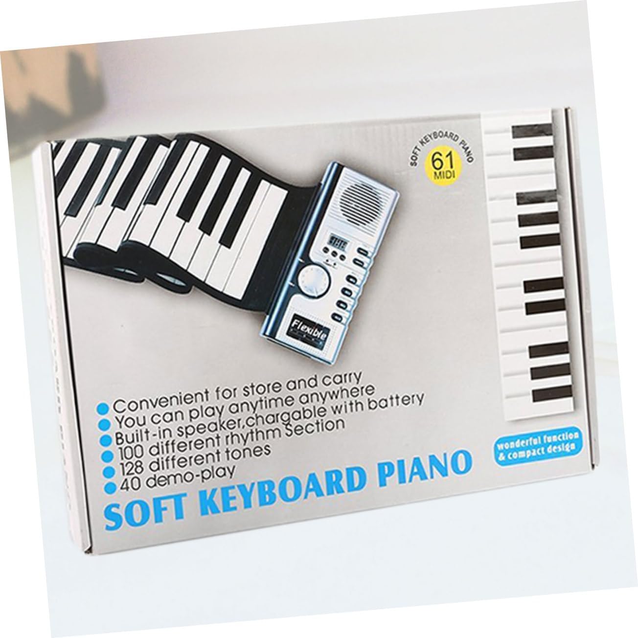 KESYOO 61 Keys Foldable Silicone Keyboard Piano with Speaker Portable Roll-Up Piano for Boys and Girls and Adults for Music Practice and Learning