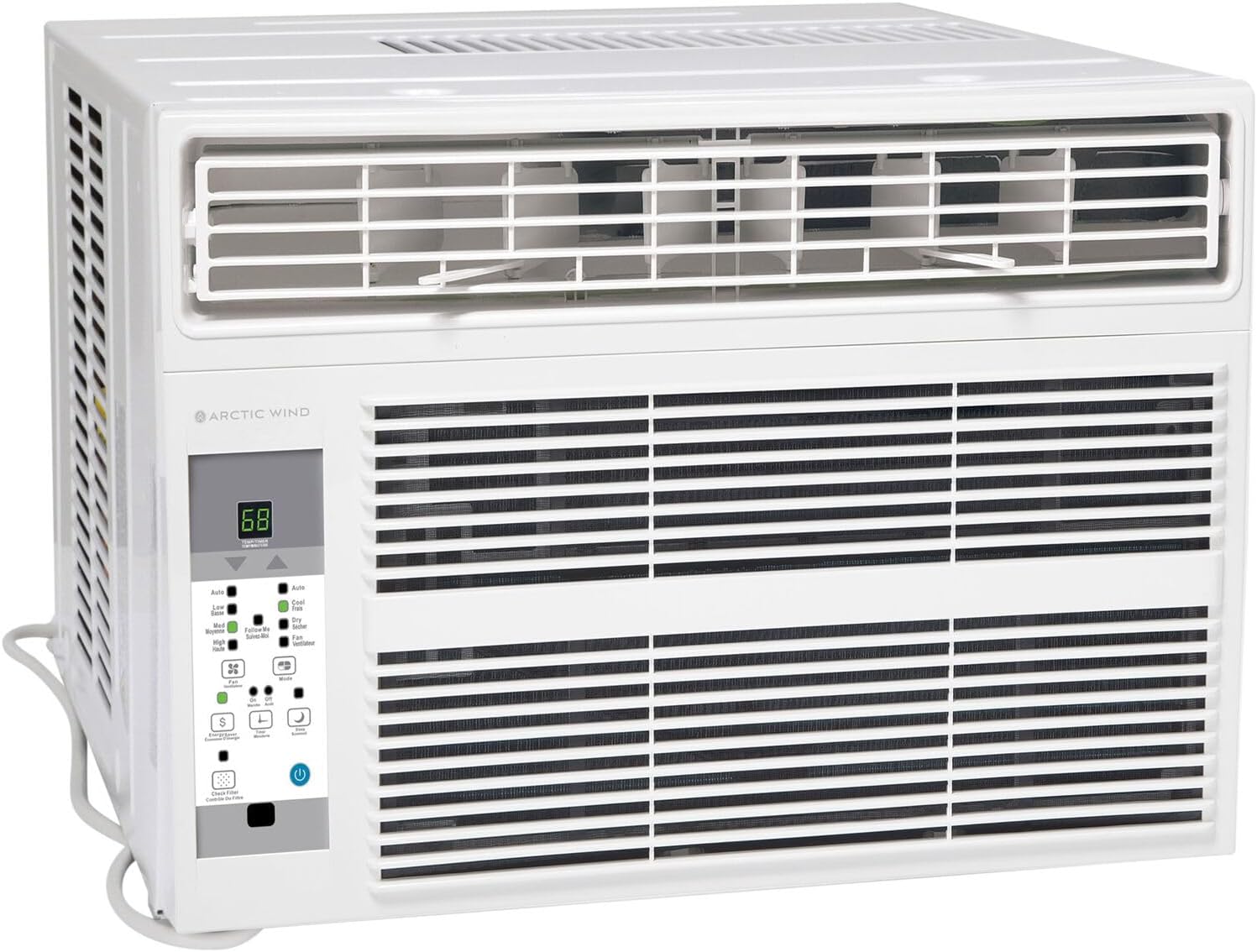 Arctic Wind 8,000 BTU 115V Window Air Conditioner and Dehumidifier with Remote Control, Window AC Unit for Apartment, Bedroom, Medium Rooms up to 350 Square Feet in White