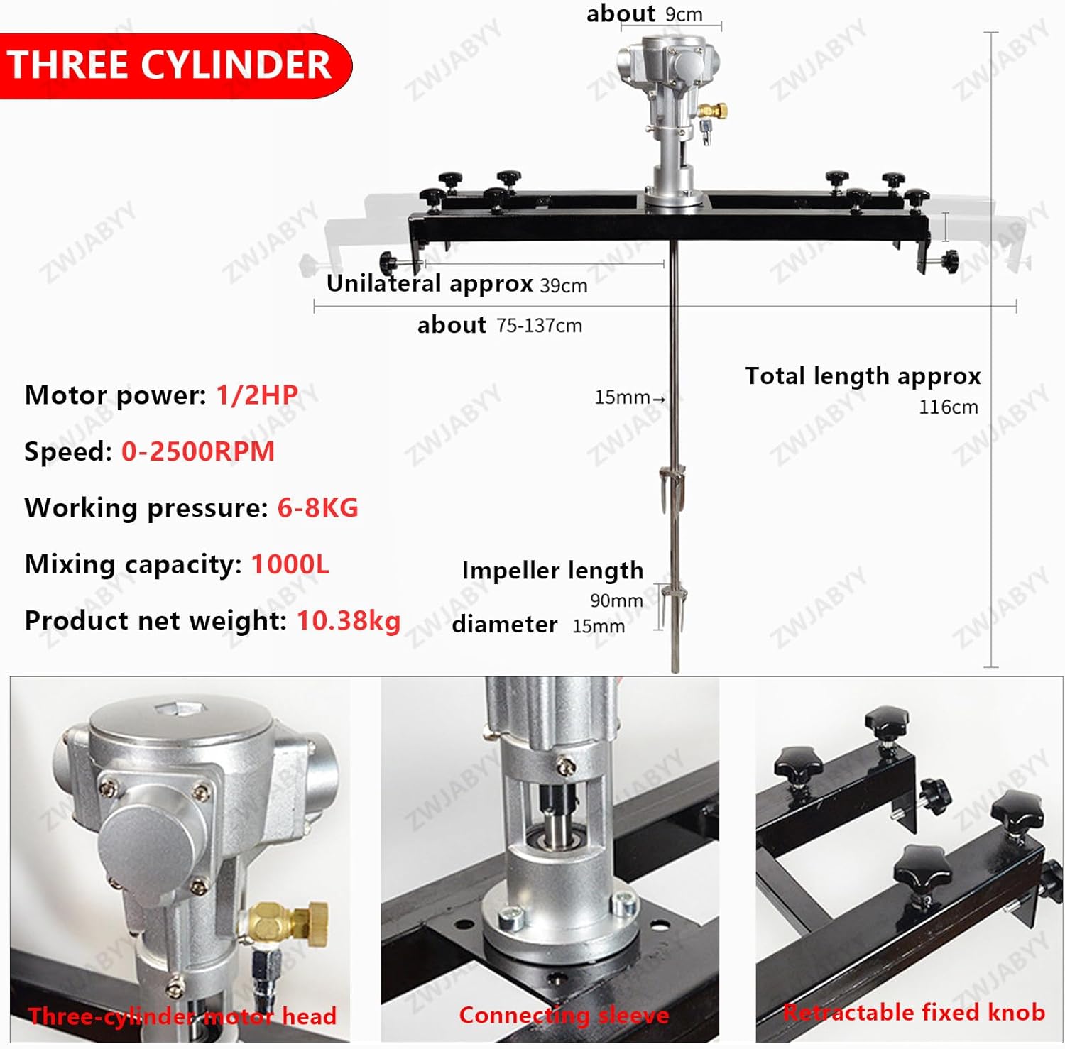 Pneumatic Paint Mixer Paint Stirring Machine, Air Agitator, Pneumatic Bracket Mixer, Agitator Paint Mix Tool, Commercial Pneumatic Mixer