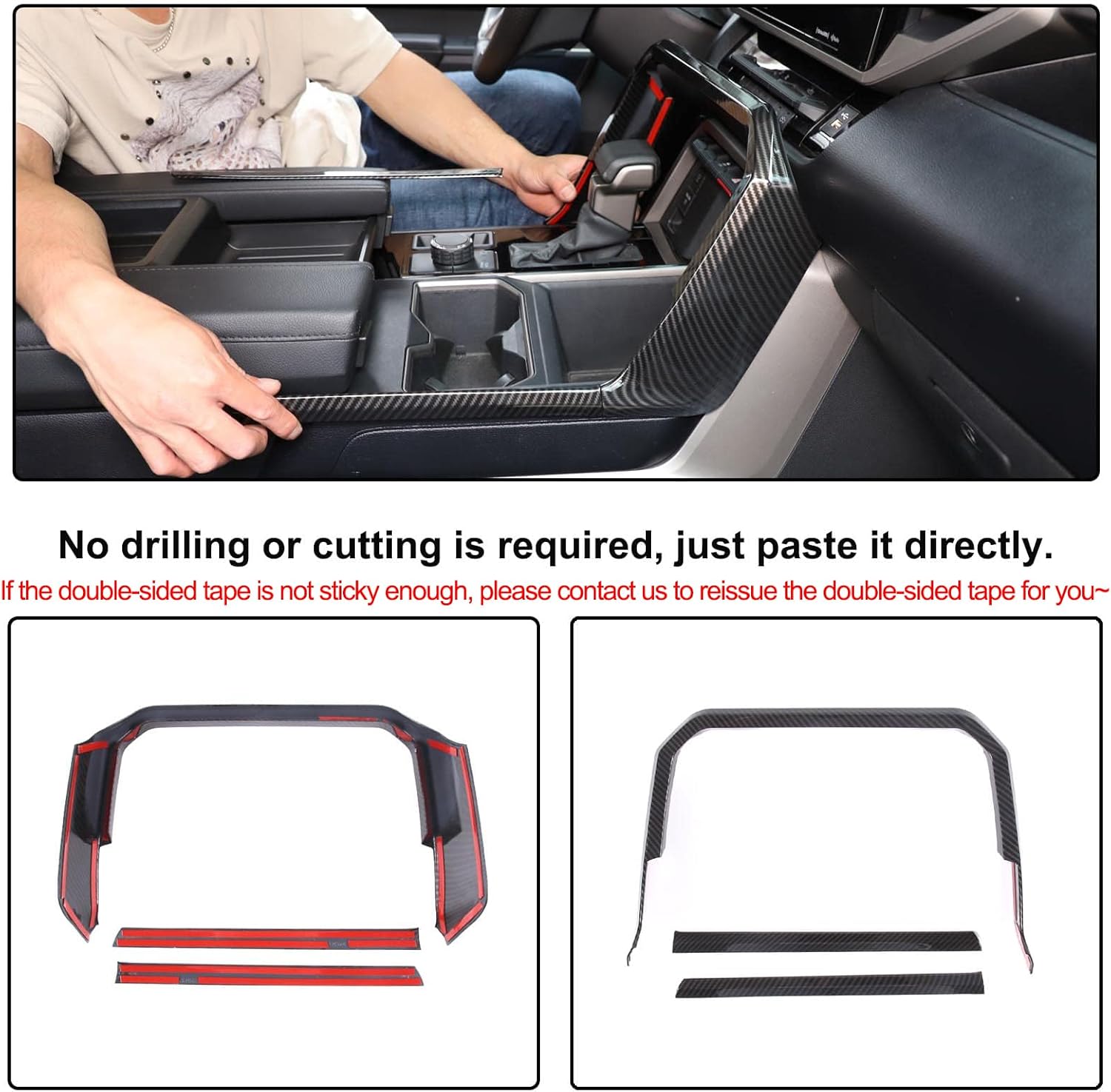 Aunginsy Center Console Gear Box Shift Panel Frame Trim Cover Compatible with Toyota Tundra/Sequoia 2022-2025 Car Central Control Gear Shifter Box Side Panel Protect Strip Decorative Cover Accessories