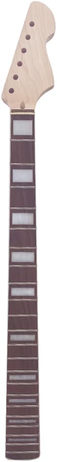 Baritone Electric Guitar Neck, 22 Frets 30 Inch Scale, Maple Wood with Rosewood Fretboard, White Block Inlay & Black Back Line, Unfinished, 42mm Nut