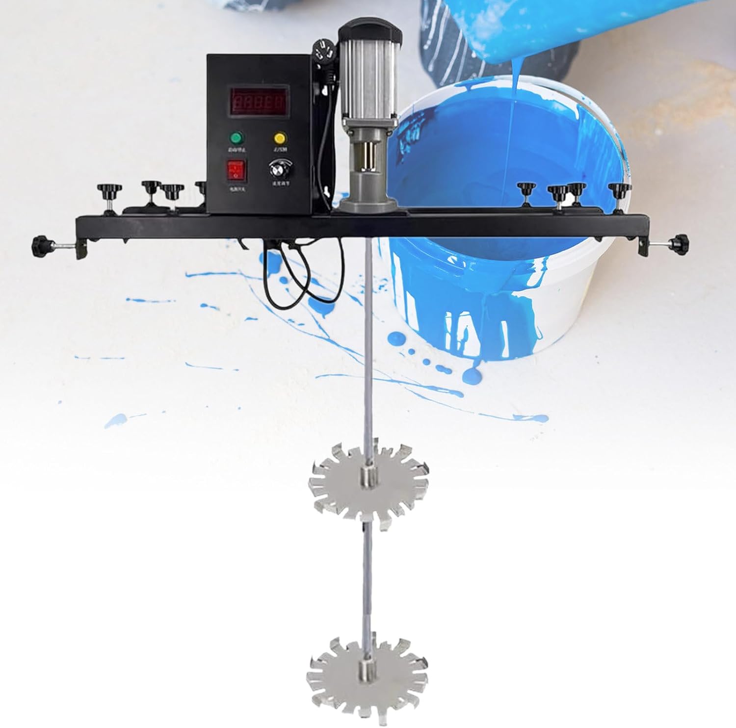 Commercial Barrel Drum Stirrer, 1 Ton Paint Stirring Machine, with Support Hanger, 0-3000Rpm Speed Adjustment, Folding Propeller, for Ink Dissolver Agitator,P,Packagec