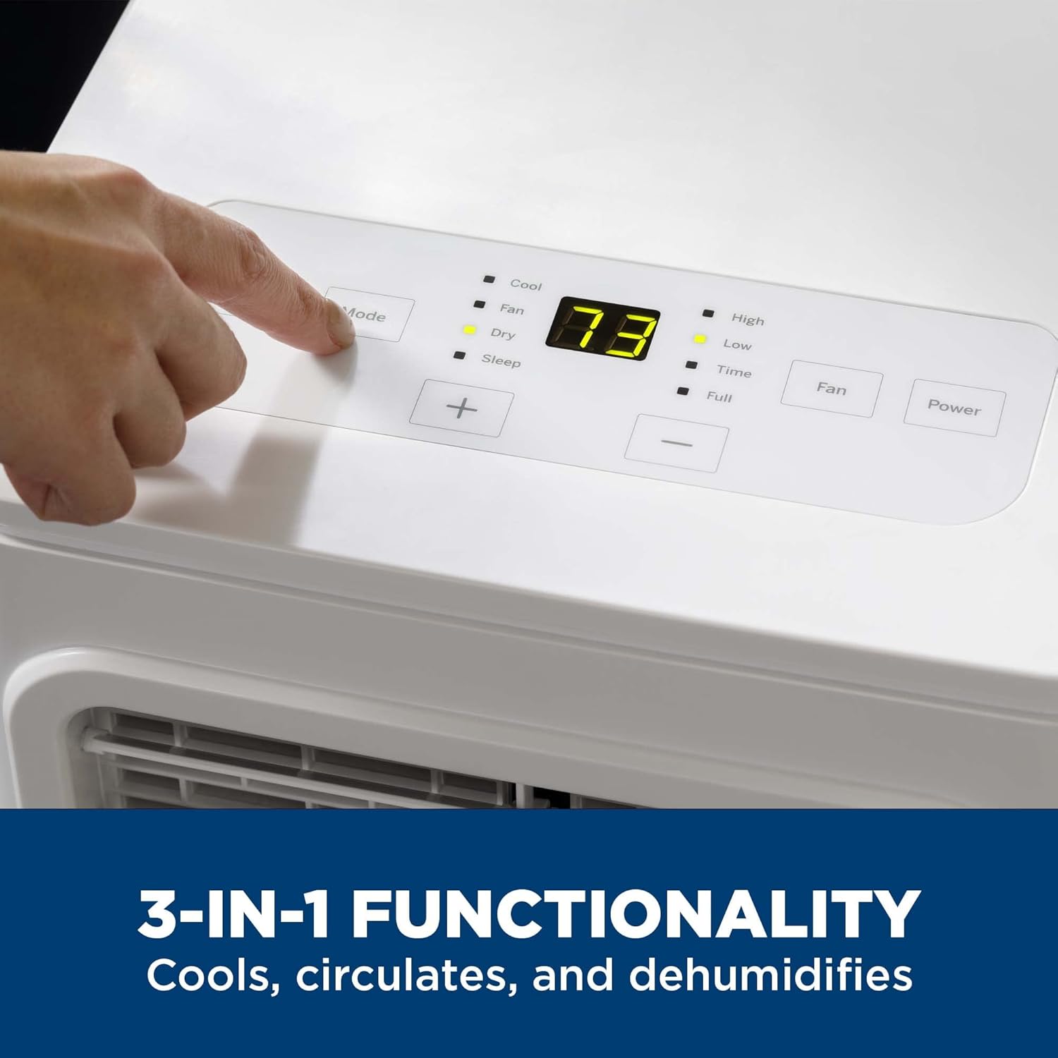 GE 9,000 BTU Portable Air Conditioner for Small Rooms up to 250 sq ft. (6,100 BTU SACC), 3-in-1 with Dehumidify, Fan and Auto Evaporation, Included Window Installation Kit