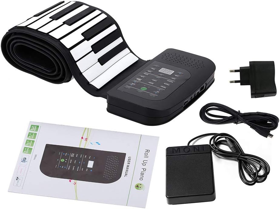 Portable 88 Keys Roll Up Piano Keyboard Piano, Silicone Flexible Foldable Keyboard Hand-Rolling Piano with Sustain Pedal