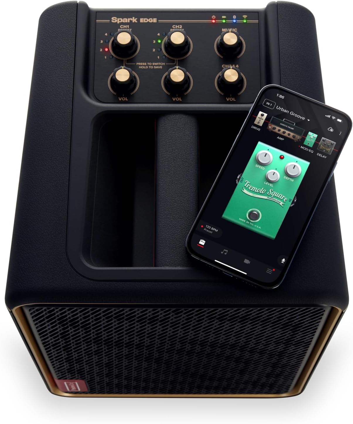 Positive Grid Spark Edge 65W Portable 4-Channel Smart Guitar Amp & PA System with Built-in Looper, AI Features & Smart App for Electric, Acoustic, Bass, Vocals, Keyboards and More