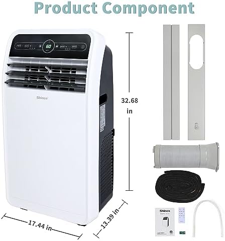 Shinco 10,000 BTU Portable Air Conditioner, Portable AC Unit with Built-in Cool, Dehumidifier & Fan Modes for Room up to 300 sq.ft, RC, Wi-Fi Enabled, 24 Hour Timer, Window Kit
