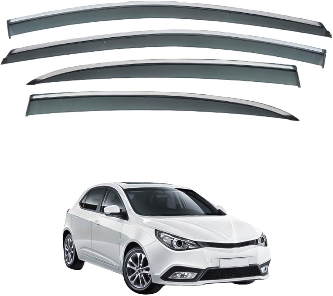 Window Deflectors for MG5 Hatchback MK1-AP12 2011-2019, Sun Rain Guard Window Visors Vent Shades with Bright Stripes Car Accessories