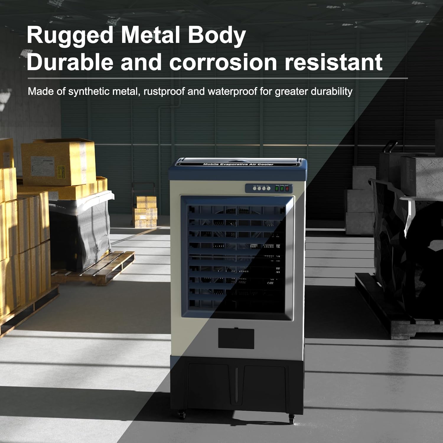 AKIRES 8979CFM Portable Swamp Cooler Air Conditioner,57IN Air Cooler for 1730Sq.ft of Space,with Continuous Auto Fill,36-Gal Water Tank,120°Oscillation,5 Ice Packs,Cooling Fan for Outdoor,Garage