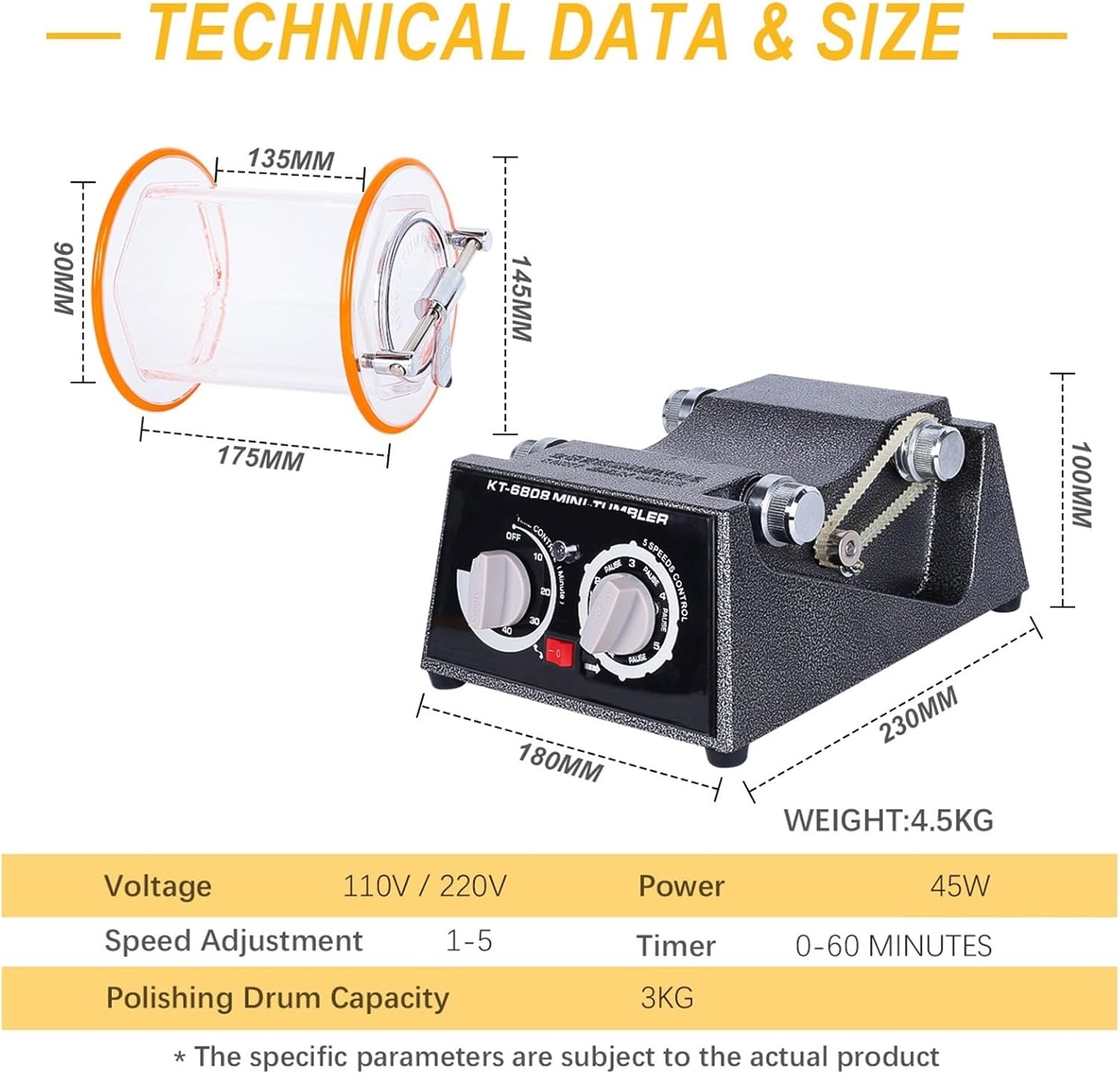 Buffer. KT-6808 3KG Rotary Tumbler Polisher For Jewelry, Gems, Coins & Metal Hing, DIY Mini Drum Rotation Polishing Machine .Cleaning Machine