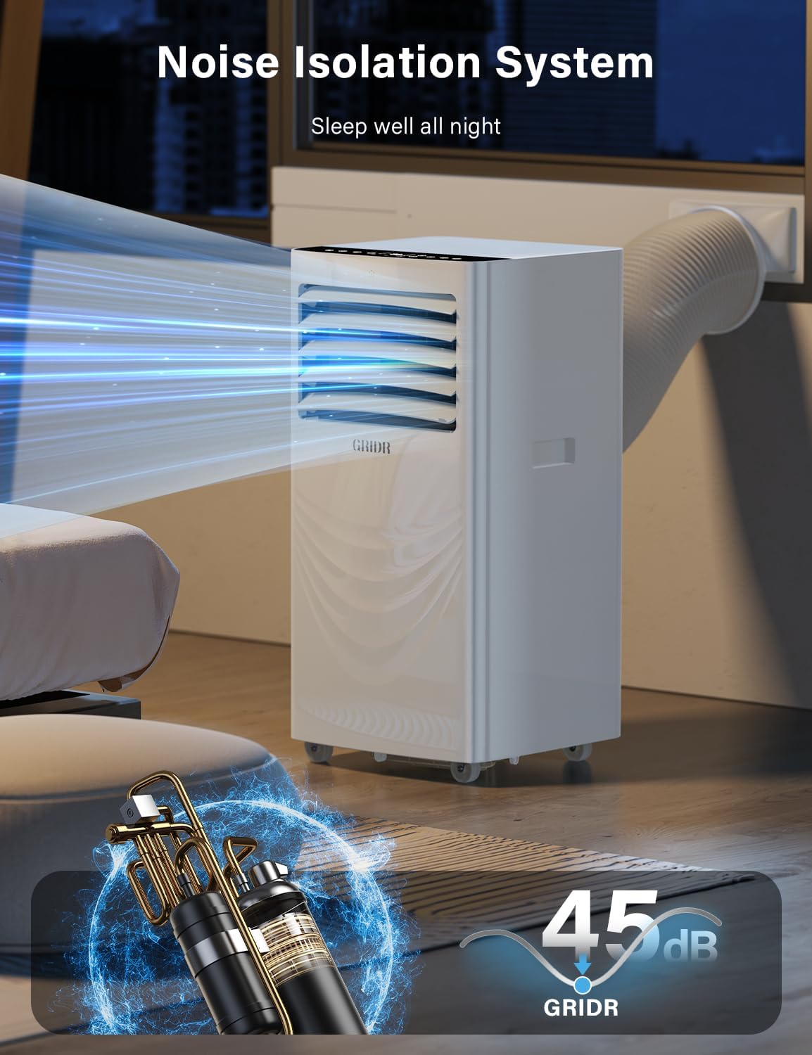 12000 BTU Portable Air Conditioners, AC Unit for Bedroom with 4 Modes Cooling/Dehumidifier/Fan & Sleep, Up to 400 Sq.Ft, 45db Quiet, 24H Timer & Remote, Standing Air Conditioner for Rooms Office Home