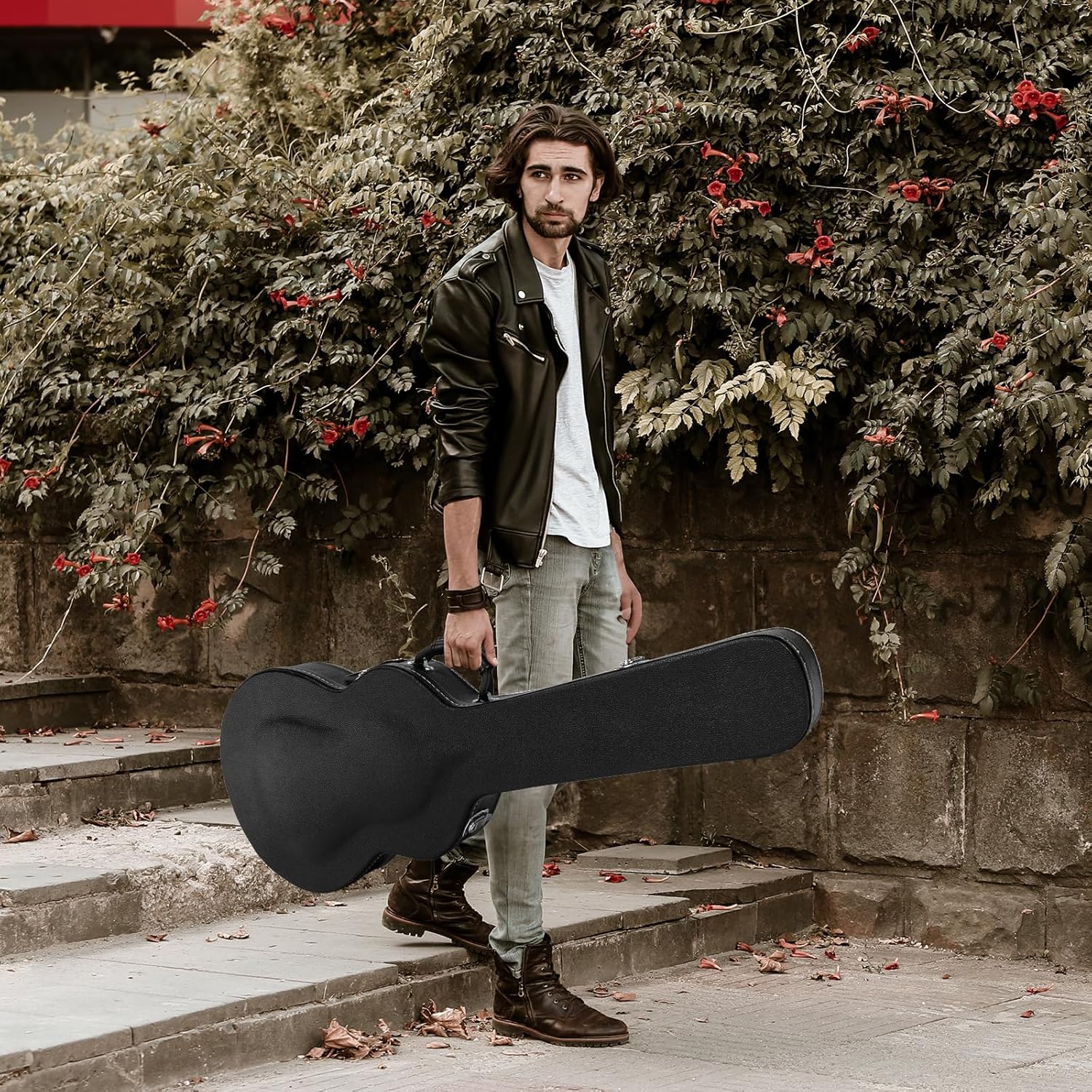 Ktaxon Electric Guitar Hard Case, Wooden Hard-Shell 42-Inch Electric Guitars Protective Carrying Case for 335-Style Semi-Hollow & Hollowbody Guitar with Lock Latch Padding, Black