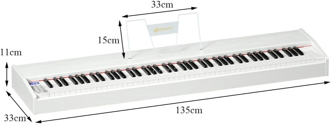 88-Key Digital Piano Keyboard, Full Size Weighted Keyboards with Music Stand, MIDI, Headphone and Piano Cover (White)