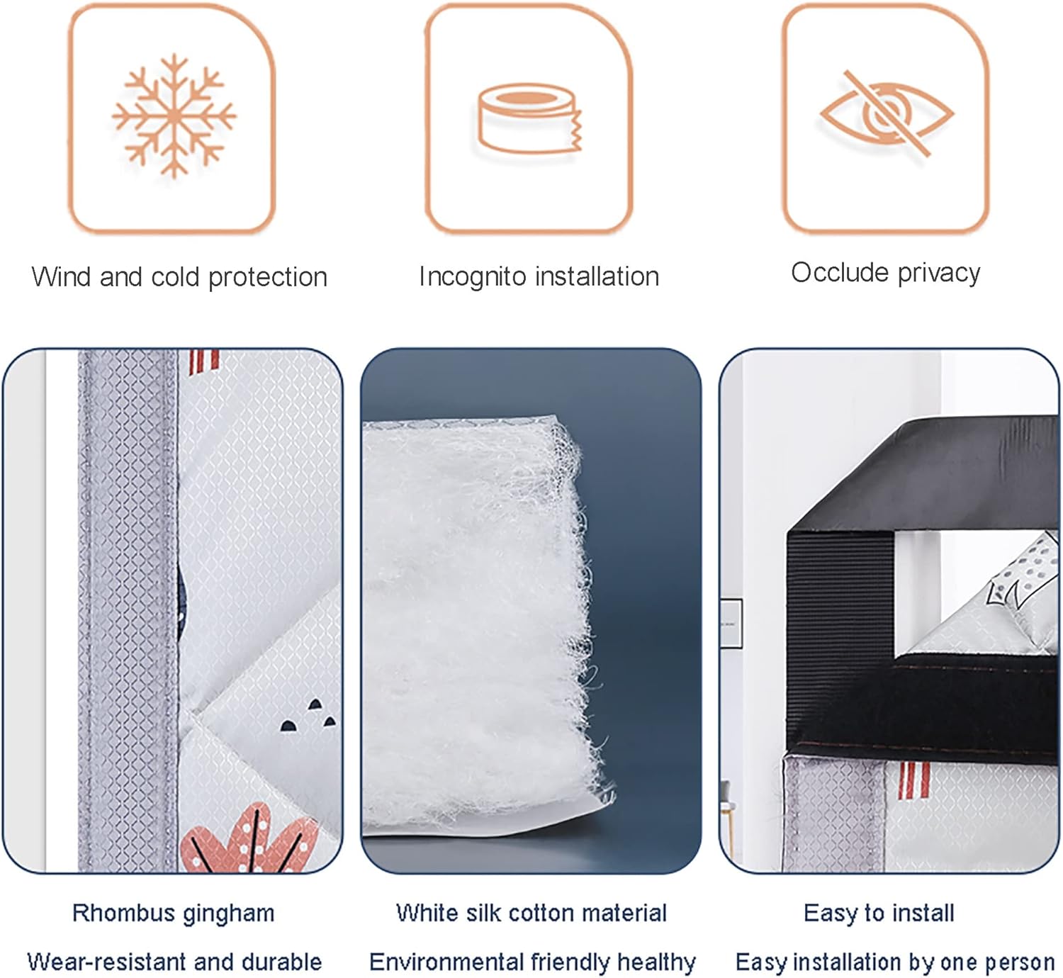 Warmth Retention Curtain,Thermal Insulated Curtains, Blackout Curtains,Curtain for Window,Waterproof, Windproof,Privacy Screen,for Air Conditioner Room,Heater Room, Living Room,Custom Size