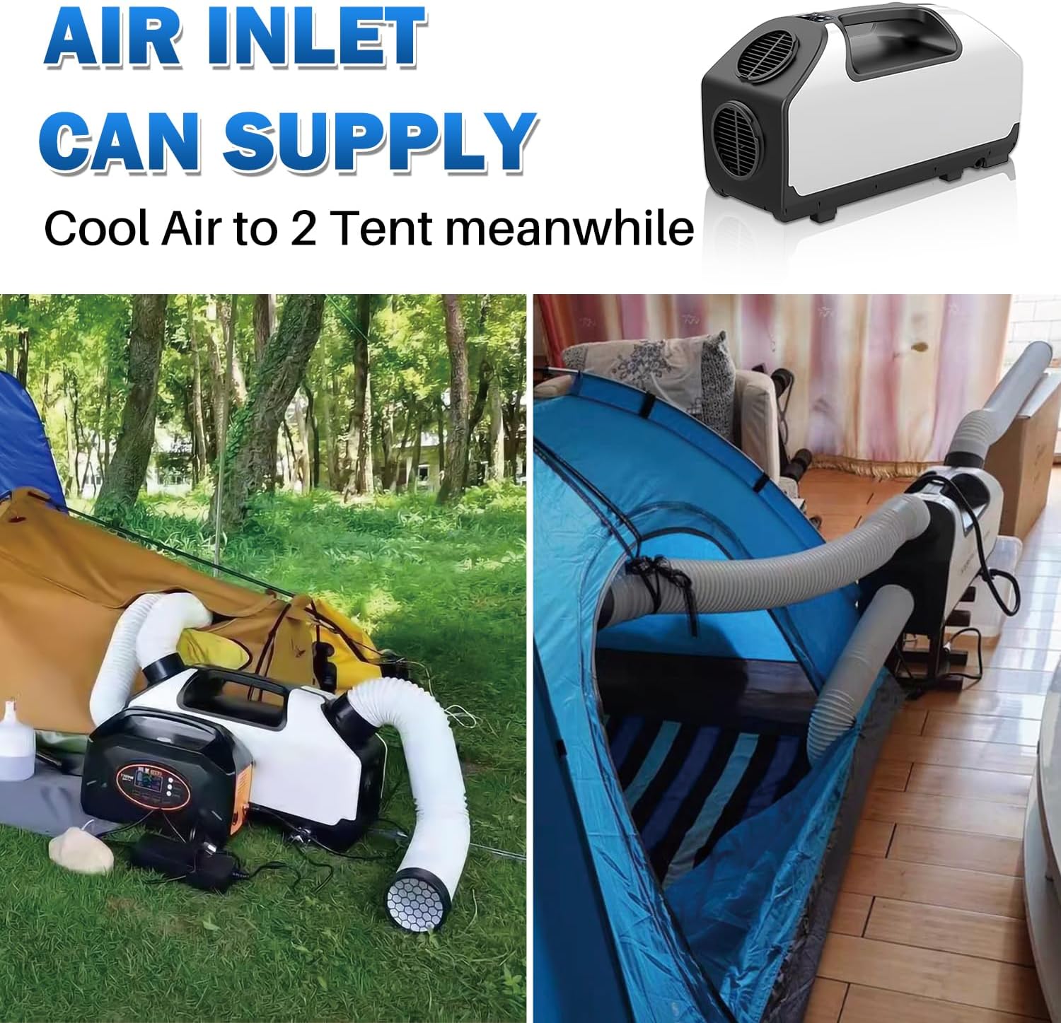 Tent Air Conditioner, 24V 3000BTU 700W Portable Camping Air Conditioner, 15s Fast Cooling LED Display 300Min Contination, 3 Wind Speeds for Van Life, Camping Tent, Outdoor, Indoor White