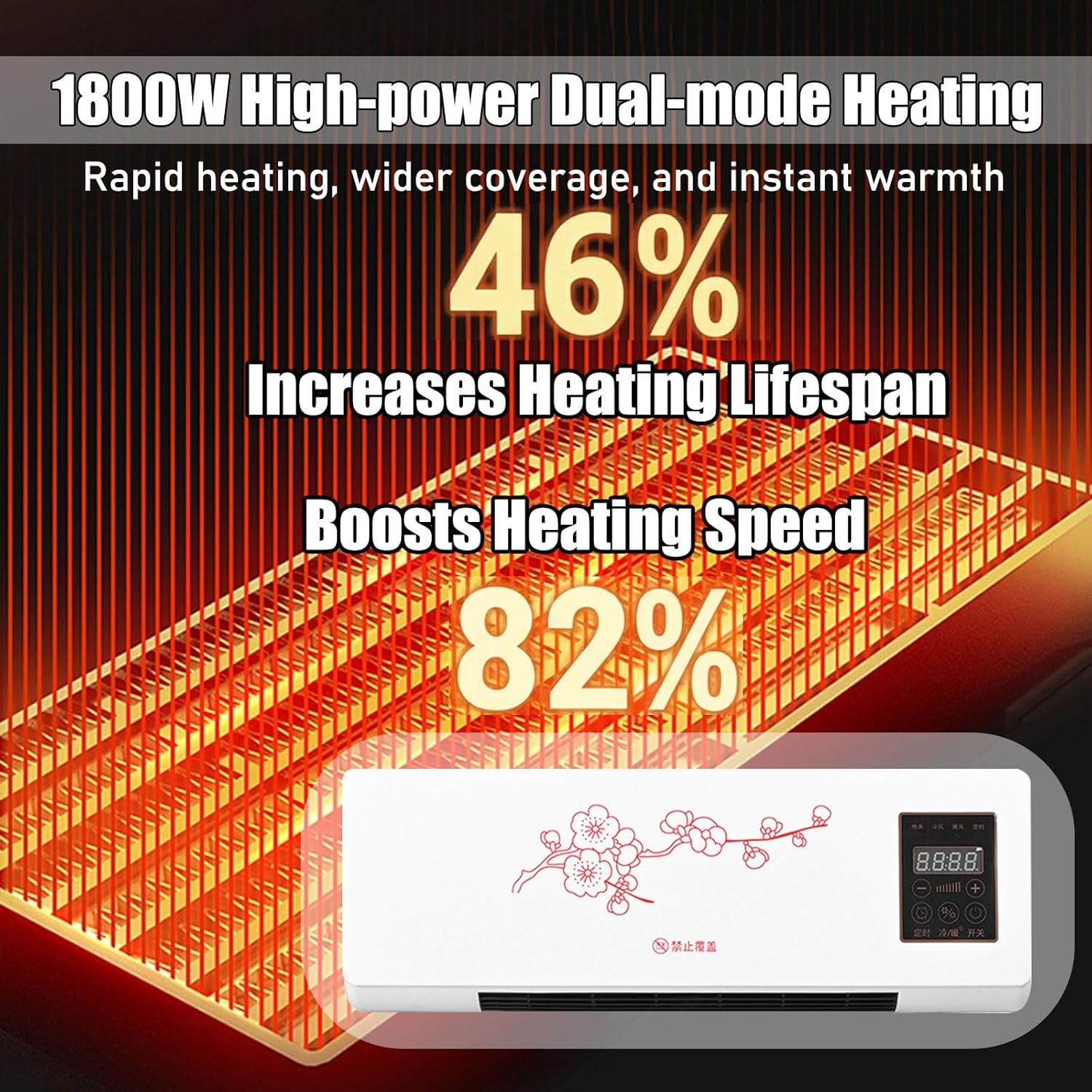 1800W Wall Air Conditioner Wall Mounted Mini AC Unit for Bedroom 2 In 1 Smart Ac Heater with Remote Control, Portable Heater and Fan Combo for RV, Garage, Nursery Heating and Cooling(Yellow)