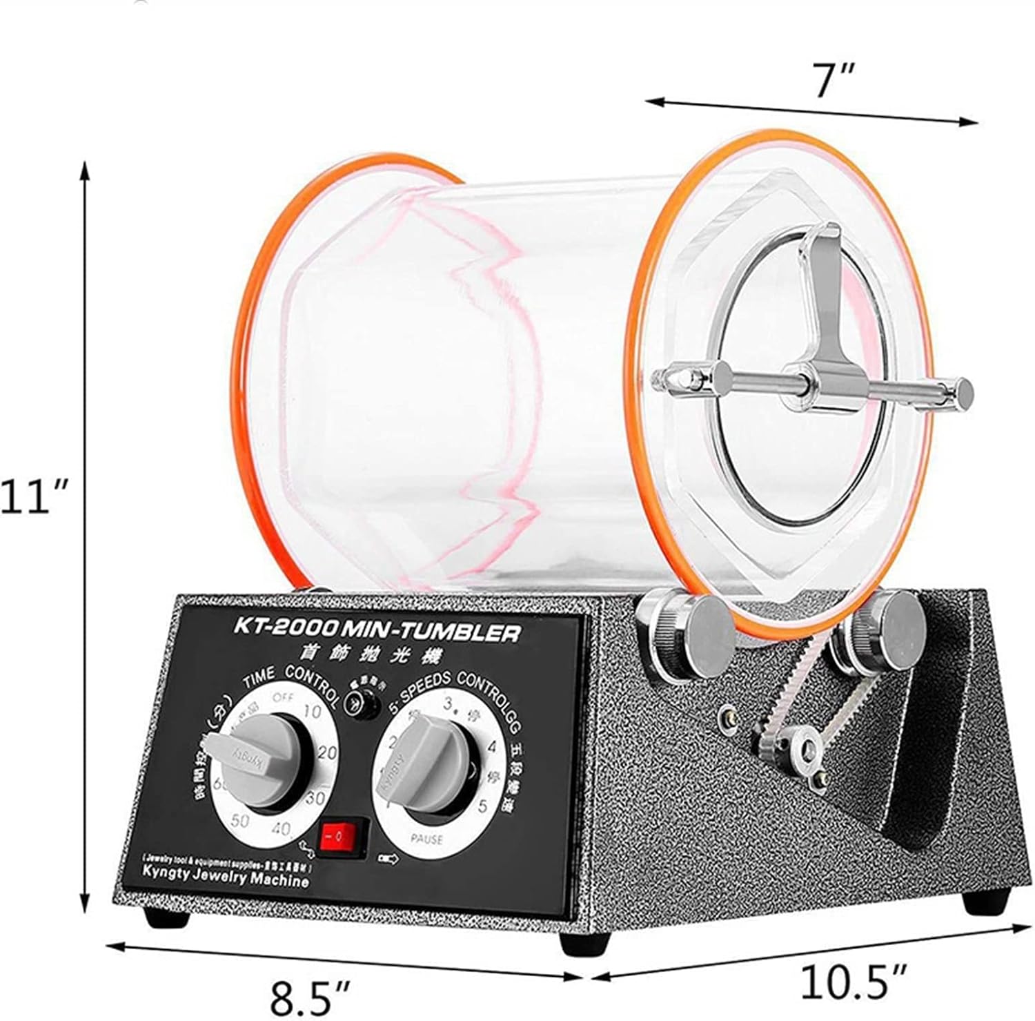 Jade Grinding Polishing Machine Drum Polishing Machine, Metal Silver Jewellery Cleaning Machine, Small Rotary Drum Machine, Desktop Gold Tool KT2000 Flat Grinder