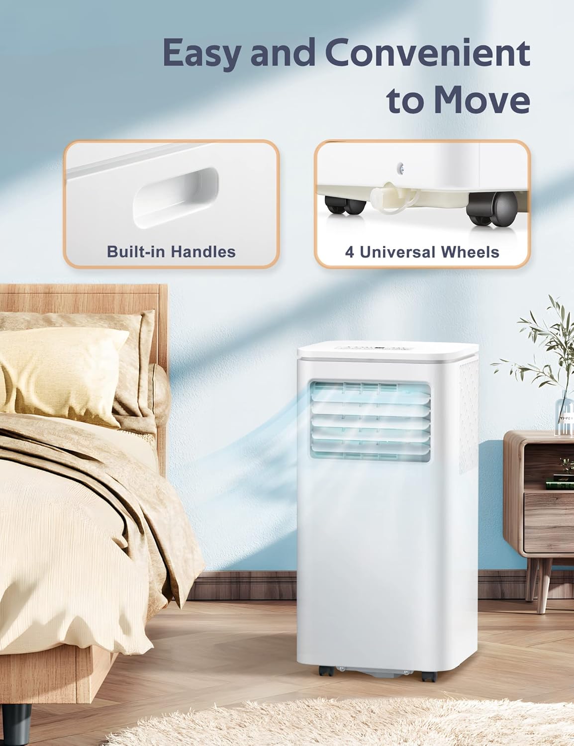 ZAFRO 8,000 BTU Portable Air Conditioners, Air Conditioners for Room up to 350 Sq.ft, Portable AC Unit with Remote/Digital Display/24Hrs Timer/Installation Kits for Home/Office/Dorms, White