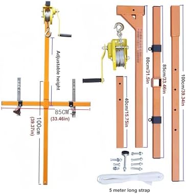 Heavy-Duty Air Conditioner Bracket & Lifting Tool - A/C Unit Crane with Manual Winch Hoist (150kg Capacity 25m Height) for Easy Outdoor Installation