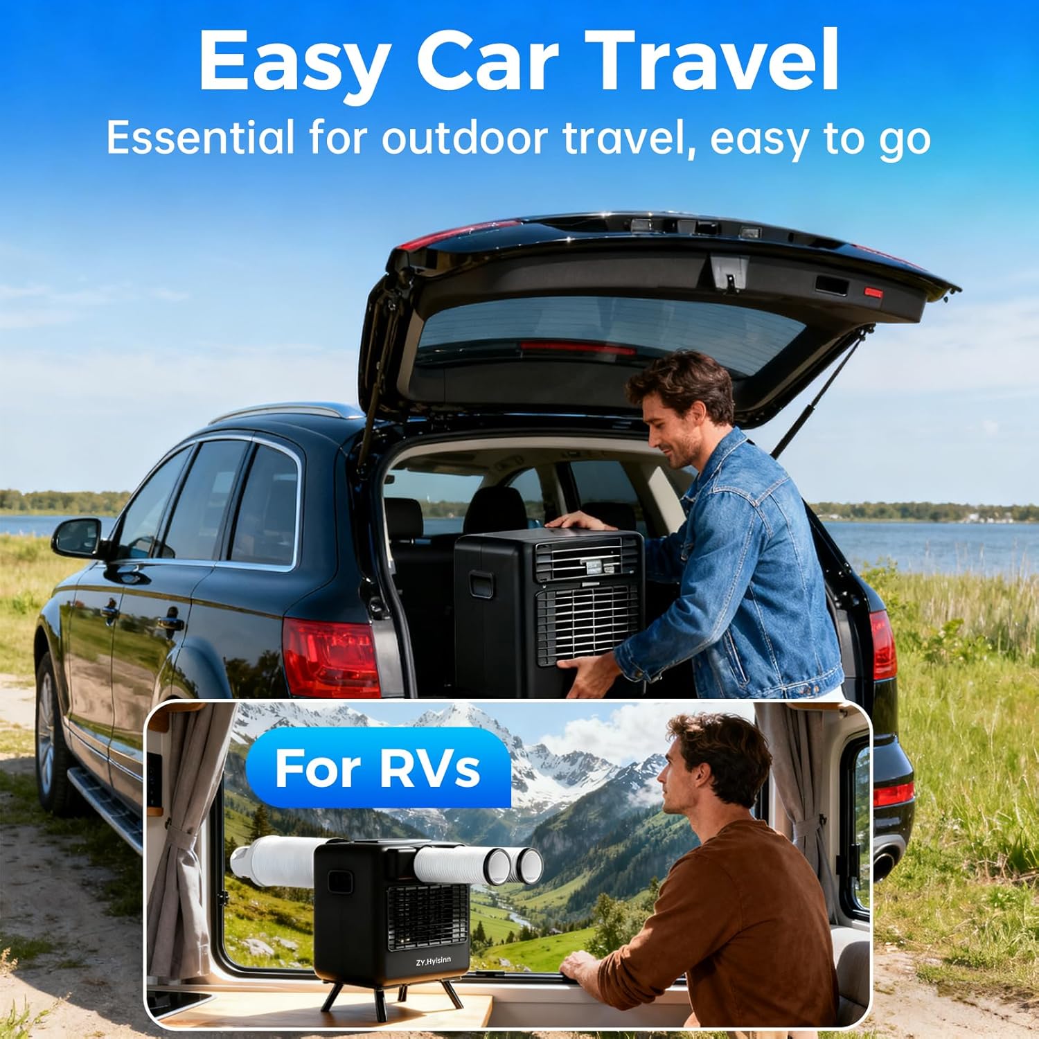 Portable Air Conditioner, 3300BTU Compact Air Cooler,Tent Air Conditioner for Van Life, Camping Tent, Outdoor, Office