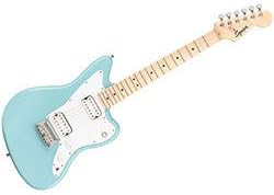 Squier Mini Jazzmaster Electric Guitar, Daphne Blue, Maple Fingerboard
