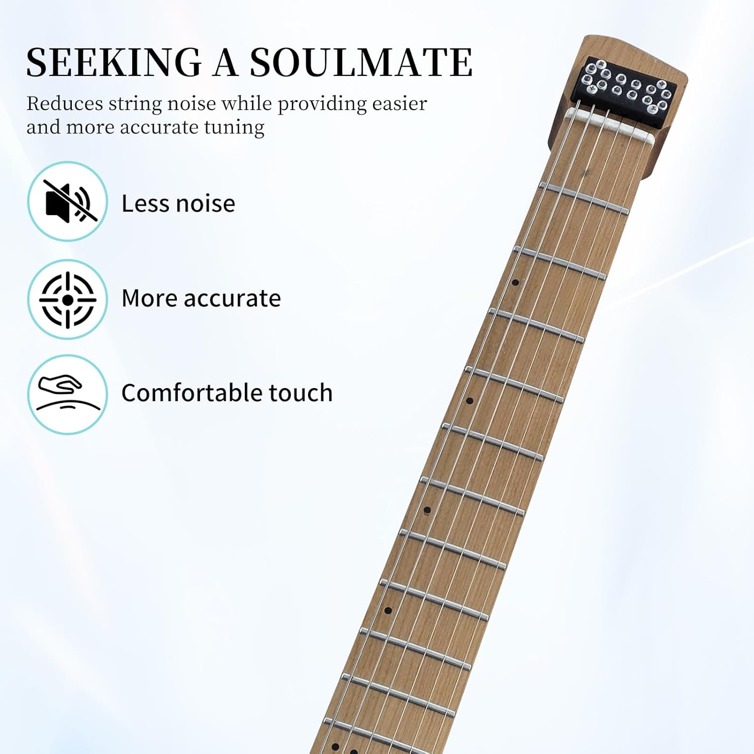 Headless Electric Guitar, Full Size Electric Guitar Solid Body Electric Guitar, Headless Guitar For Starter, Intermediates and Professionals with Tools, Gig Bag Solid-Body Electric Guitar (White)