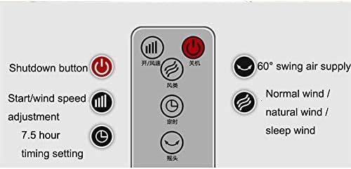 Intelligent Remote Control Without Leaf Tower Fan Or Humidifier with Swing and Timing Function, Indoor Portable Air Conditioner