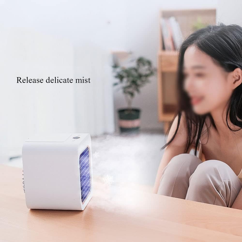 Portable Air Conditioners, 4000mAh Rechargeable Mini Air Conditioner, Personal Air Cooler with 3 Speeds, Small Desk Air Conditioner for Bedroom, Office, Outdoor (Color : Dark Blue)