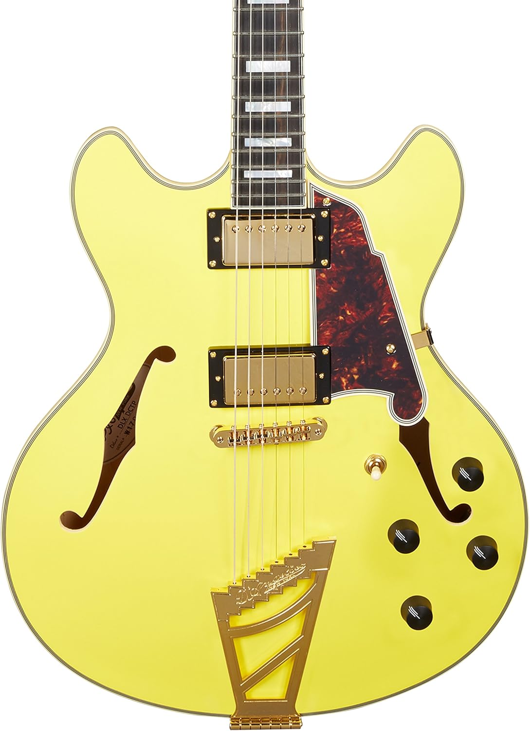 D'Angelico Deluxe DC Semi-Hollow Electric Guitar w/ Stairstep Tailpiece - Matte Electric Yellow