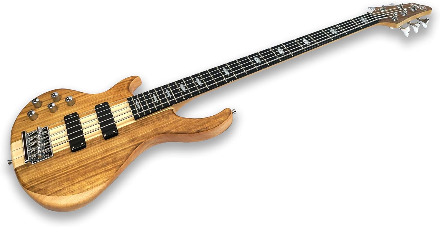 Left-handed 5 String Electric Bass Guitar Millettia Laurentii+Okoume body maple